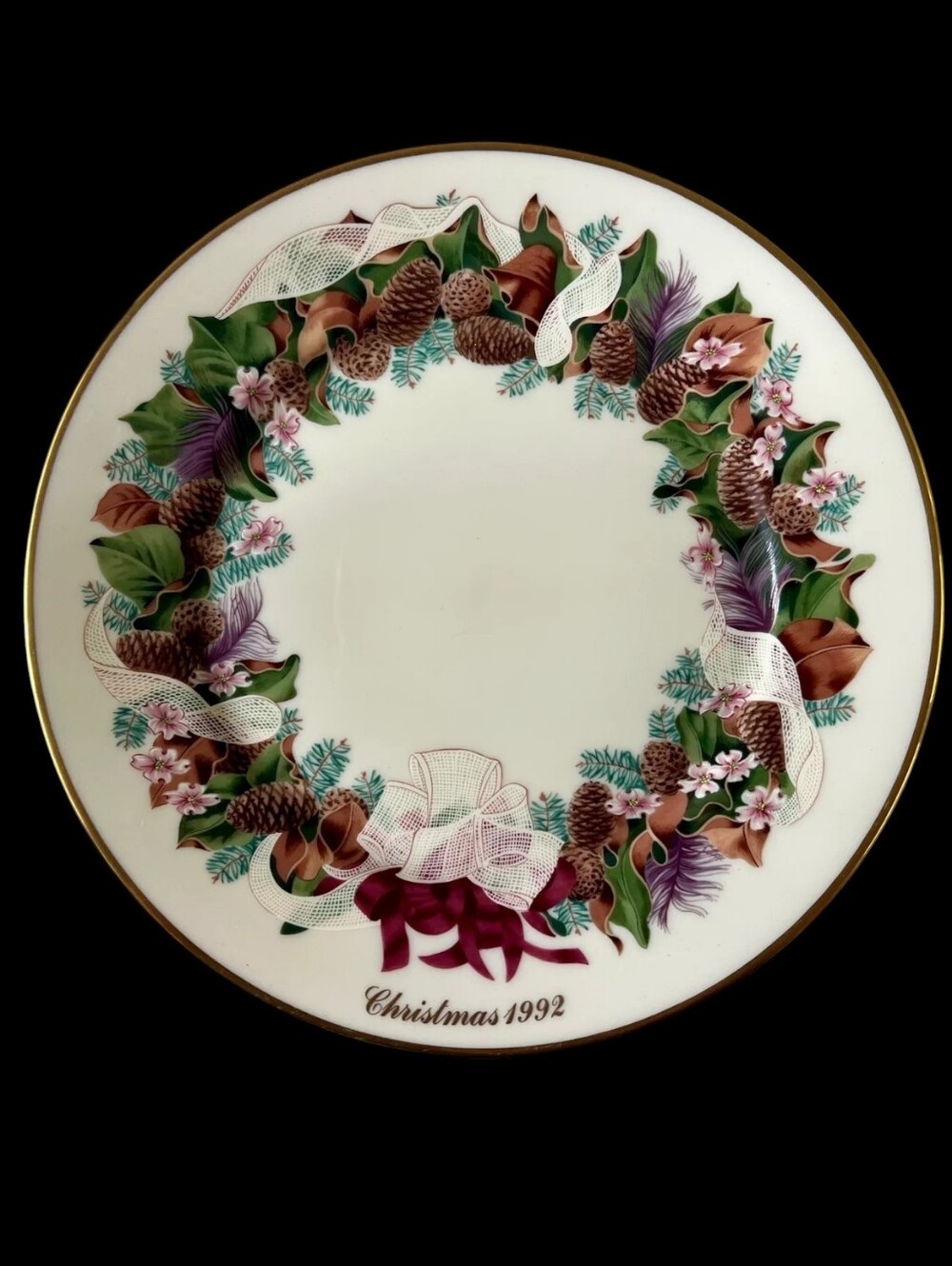 Lenox 1992 Colonial Christmas Wreath Plate #12 North Carolina Limited Edition - Picture 1 of 11